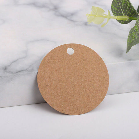 200x kraft Paper Tags Round 5x5 cm Brown Card Cardboard Wedding Party Gift DIY