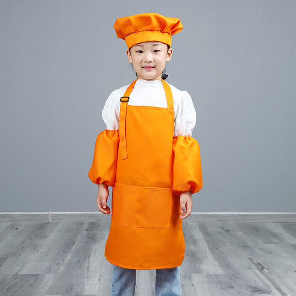 Unisex Kids Boys Girls Adjustable Apron Kitchen Cooking Wear Pocket Washable AU