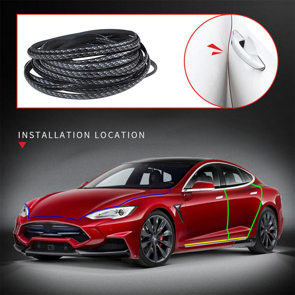 5M Carbon Fibre Car Door Anti Collision Strip Bumper Trim Edge Scratch Protector