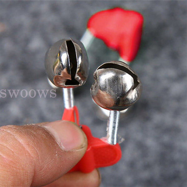 UP 100PCS Best Bite Clip Fishing Alarm Bells Plastic Ring Double Rod Hot Red AU