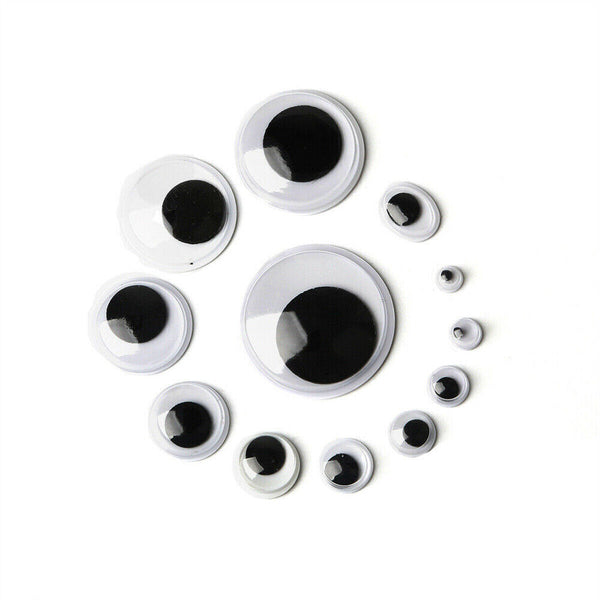 700x Joggle Eyes Moveable Googly Black Eye Wiggly Craft Stick On Adhesive 4-12mm