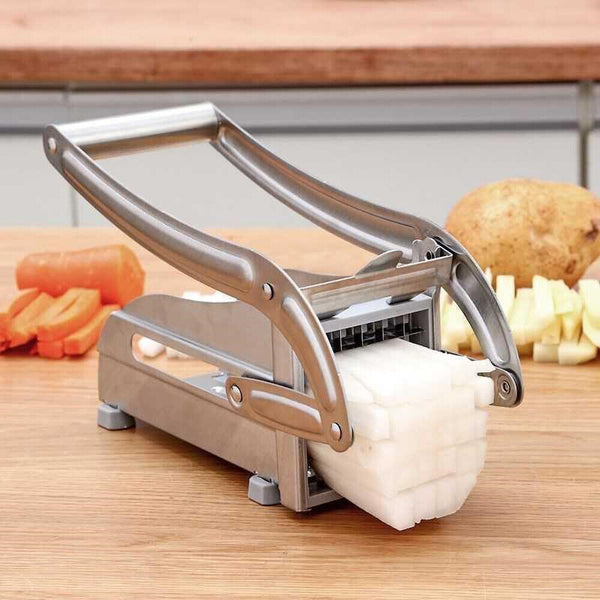 Stainless French Fries Slicer Potato Chip Cutter Chipper Chopper Maker +2 Blades