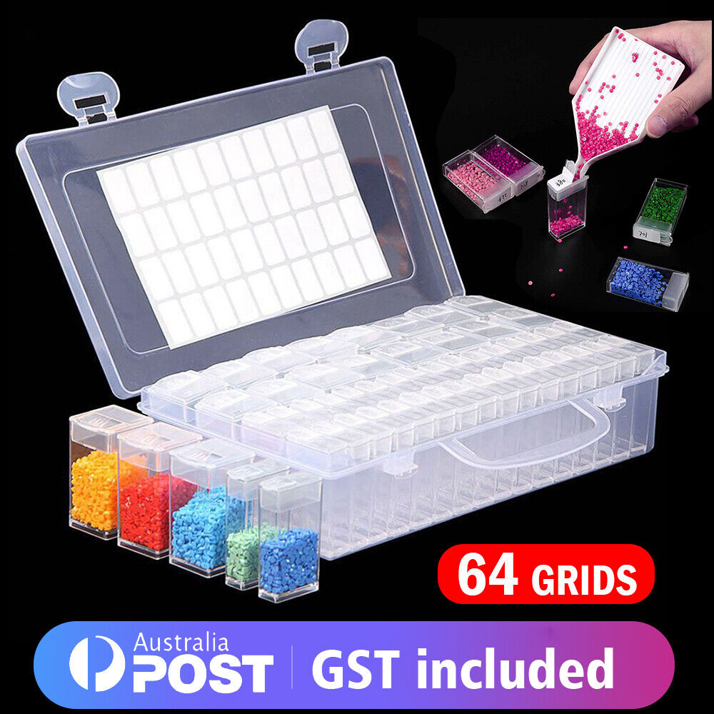 64 Grid Diamond Painting Storage Box Art Nail Bead Accessories Case Kit AU