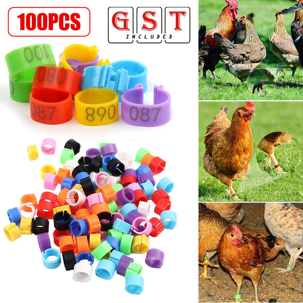 100X 001-100 Numbered 8/16 mm Pet Poultry Goose Chicken Duck Leg Band Rings AU