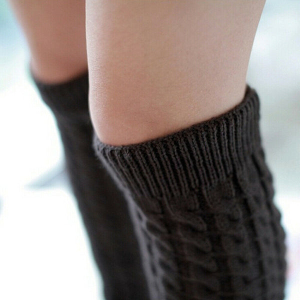 Women Ladies Winter Warm Leg Warmers Cable Knit Knitted Crochet Socks Leggings