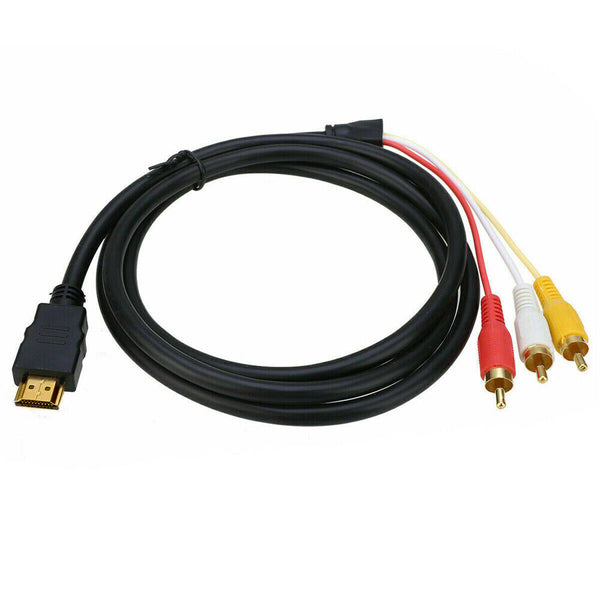 2x HDMI to RCA RGB Male AV 3 RCA Video Audio Converter Cable For HDTV DVD Player