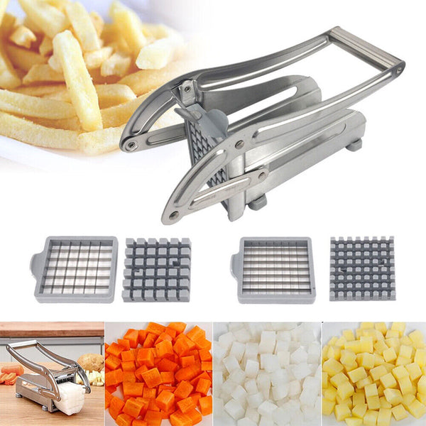 Stainless French Fries Slicer Potato Chip Cutter Chipper Chopper Maker +2 Blades