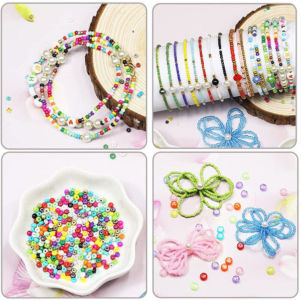 12000Pcs 3mm Glass Seed Beads 24 Colors Loose Beads Kit Bracelet Beads DIY