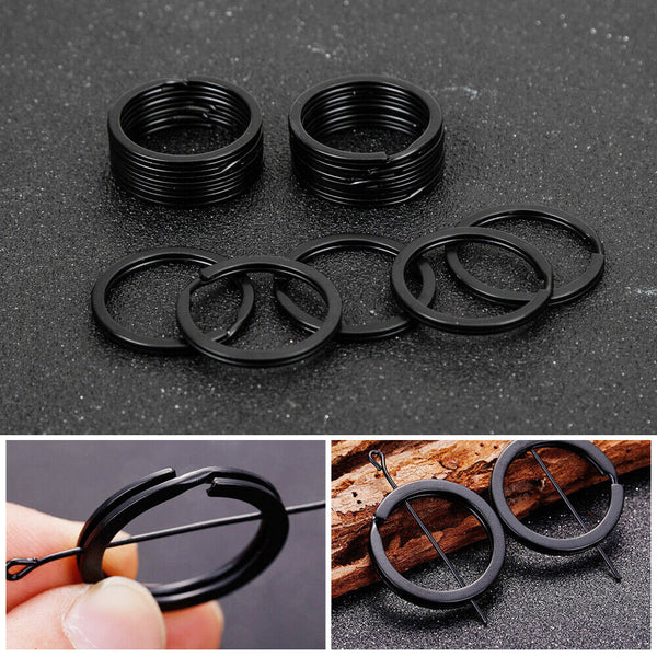 30pcs Key Ring Chain Split Rings Heavy Duty Keychain Accessories Gift 25mm black