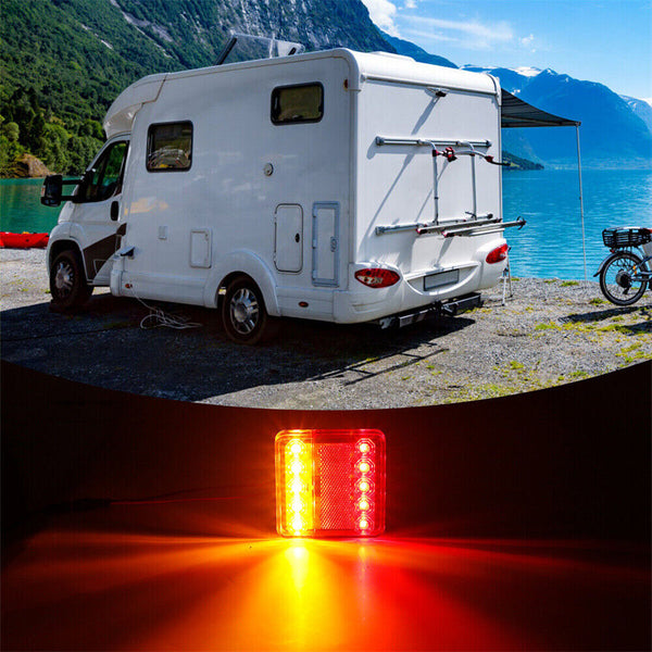 2Pcs 12/24v LED truck Trailer Lights Rear Tail Lights Square Tail Stop lamp