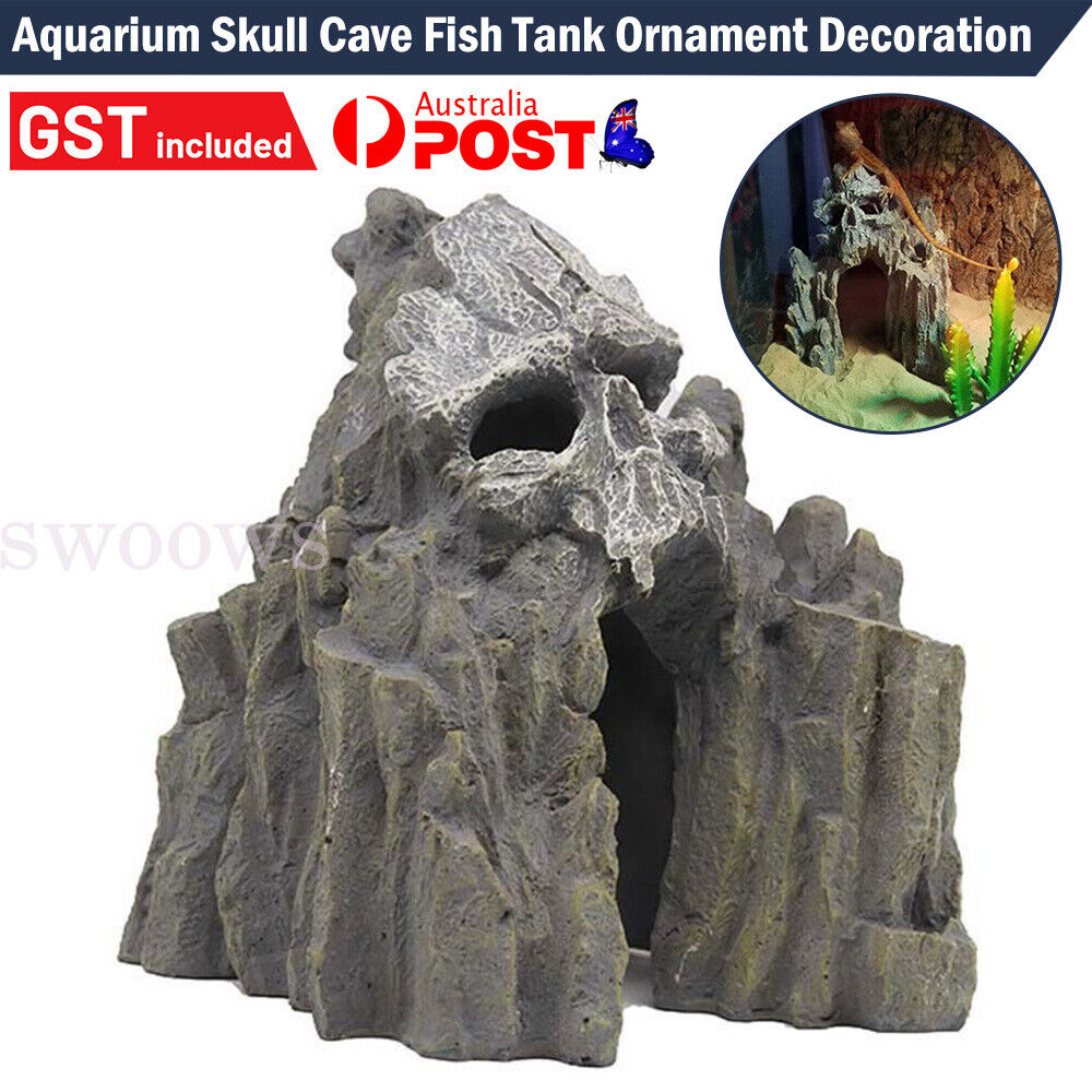 Aquarium Skull Mountain Cave Rockery Ornament Fish Tank Landscape Stone