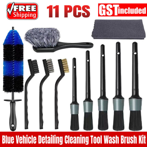 11PCS Car Wheel Tire Brushes Set Vehicle Detailing Cleaning Tool Wash Brush Kit