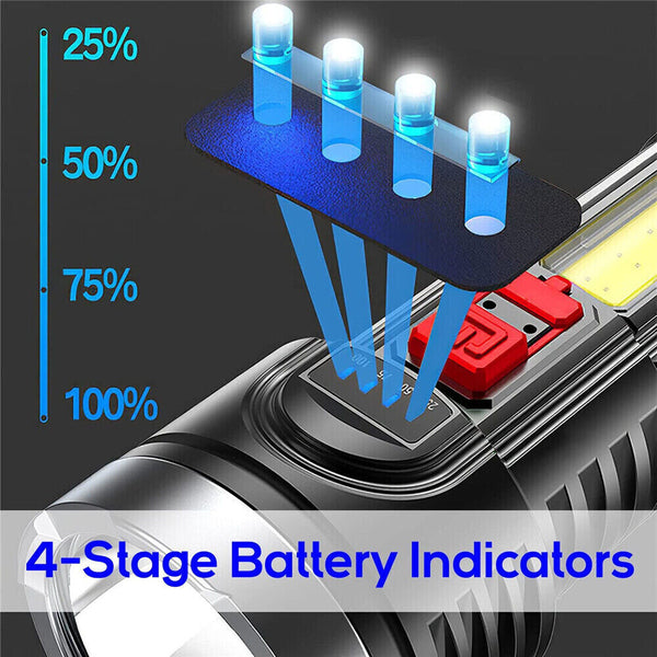 12000000LM LED Flashlight Super Bright Torch Camp Lamp 4 Modes USB Rechargeable