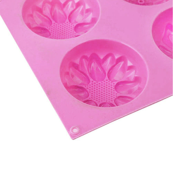 6 Cavity Flower Shaped Silicone DIY Handmade Soap Candle Cake Mold Supplies