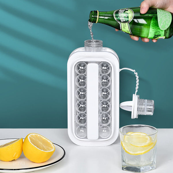 Portable Ice Jug ICE Ball Maker 2 in 1 Mould Container Water Kettle Bottle AUS