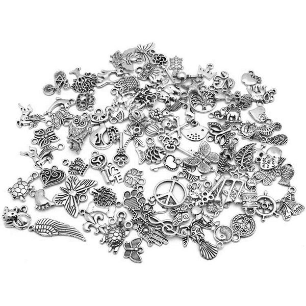 100pcs Bulk Tibetan Silver Mix Charm Pendants Necklace Jewelry Making DIY Craft