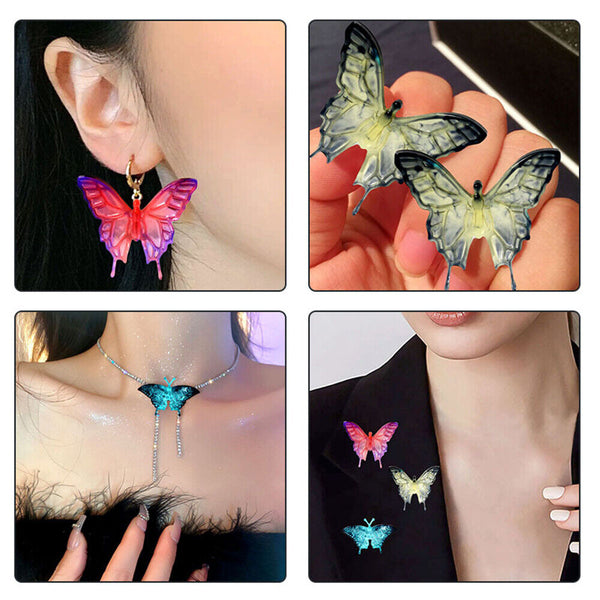 2x Butterfly Silicone Mould Epoxy Resin Casting Pendant DIY Earrings Jewelry