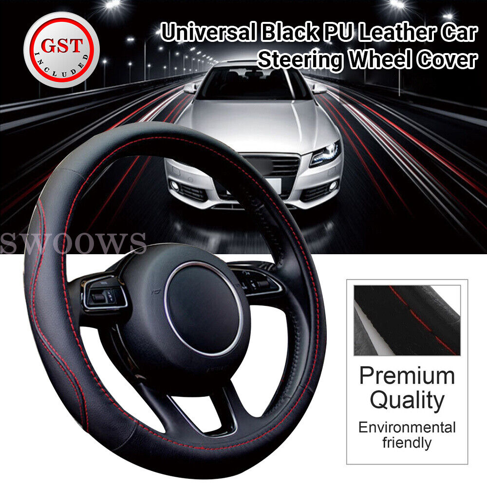 Universal Premium PU Leather Car Steering Wheel Cover Protector Brand New 38cm