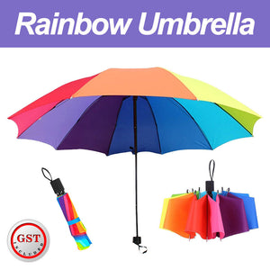 Unisex Rainbow Compact Rainproof Three-folding Classic Umbrella Manual Fashion