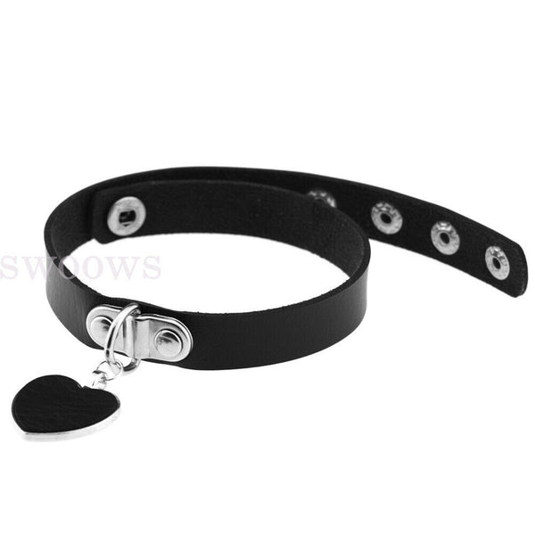 Love Heart Choker Retro Gothic Lolita Grunge Punk Leather Rivet Collar Necklace