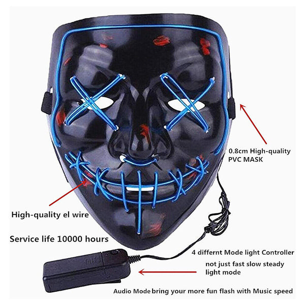 Halloween Masks LED Mask Light Up Purge Glowing Light Costume Cosplay Party