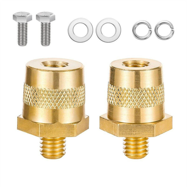 2pcs M8 Battery Terminal Connector Brass Tone Post Adapter/Stud Screws Nuts AU