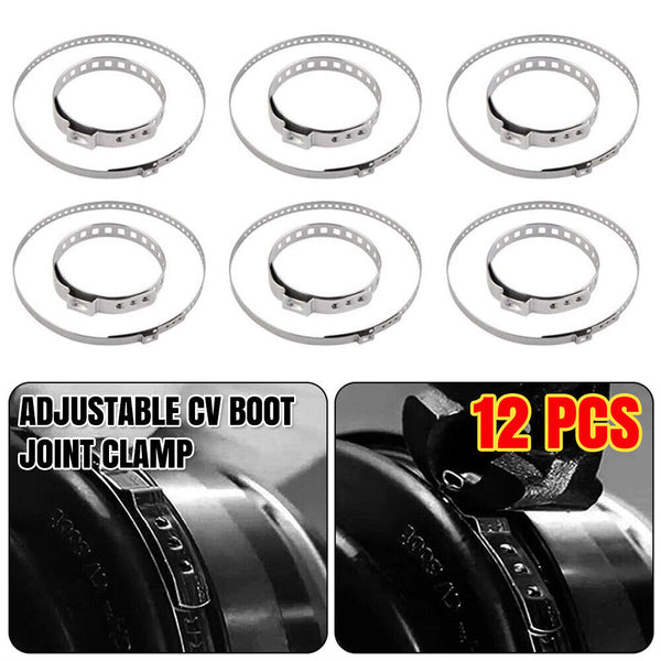 12X Adjustable CV Boot Joint Clamp Stainless Steel Clamps Clips 2 Size Universal