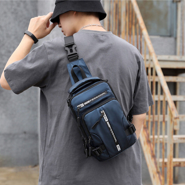 Men's Sling Crossbody Bag Anti-theft Shoulder Chest Messenger Backpack USB Port