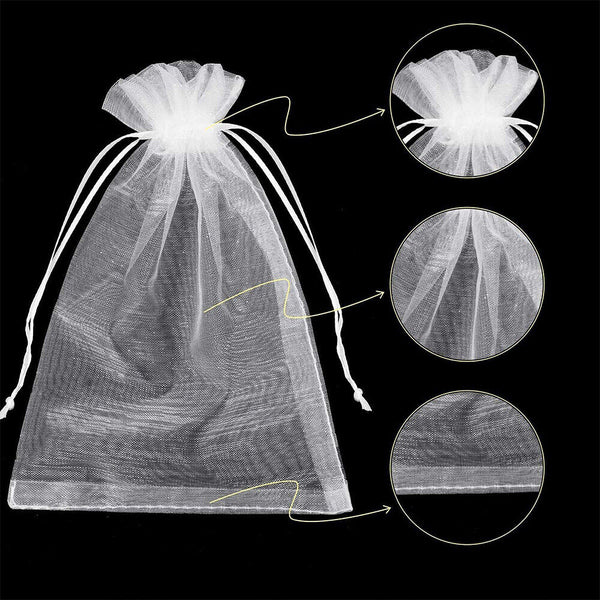 100-500PCS Organza Bag Sheer Bags Candy Packaging Jewellery Gift Wedding Pouch