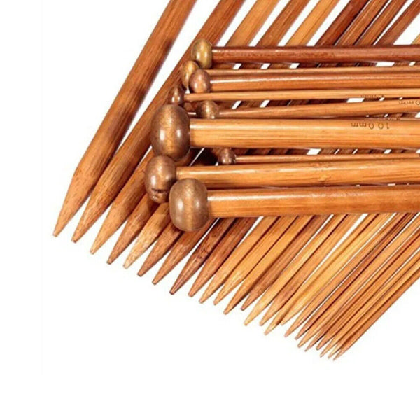 22pcs 25cm Bamboo Knitting Needles Set in Knitting Needle 11Sizes For Crochet AU