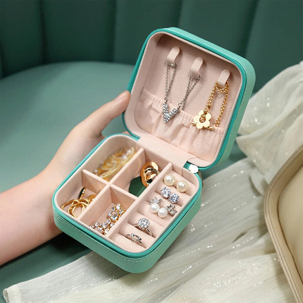 Portable Travel Jewellery Box Organizer Leather Ornaments Jewelry Case Storage