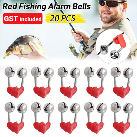 20X Ring Fishing Alarm Bells Plastic Clip Bite Double Rod Best Hot Red