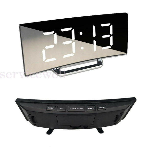 LED Electronic  Digital Alarm Clock Snooze Bedside Table Time Display USB Office