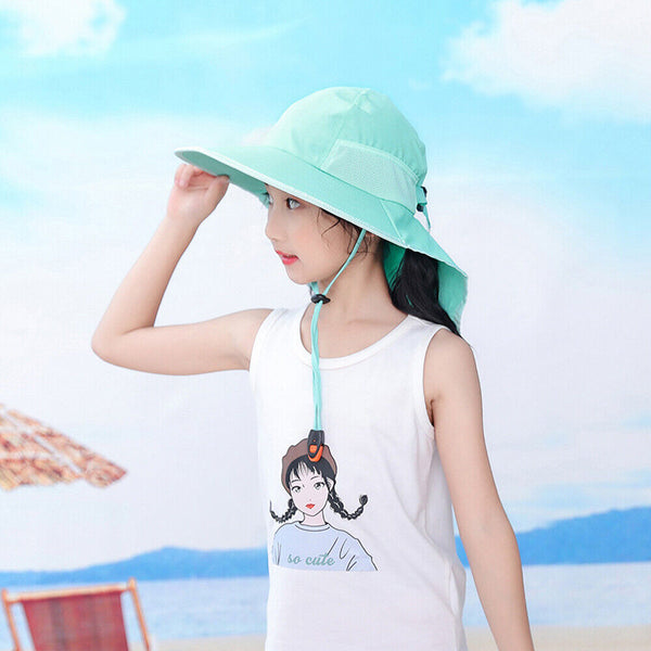 Children Kids Wide Brim Sun Hat Bucket UV Cap Outdoor Travel Summer Beach Hat