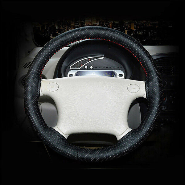 Leather DIY Car Steering Wheel Cover Breathable Anti-slip Universal 38cm AUS