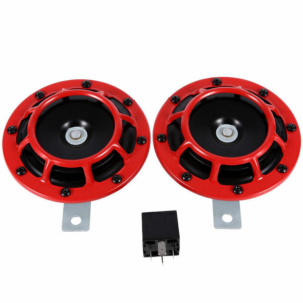 New 2pcs 12V Red Compact Electric Blast Super Tone  Horn For Car/Truck B