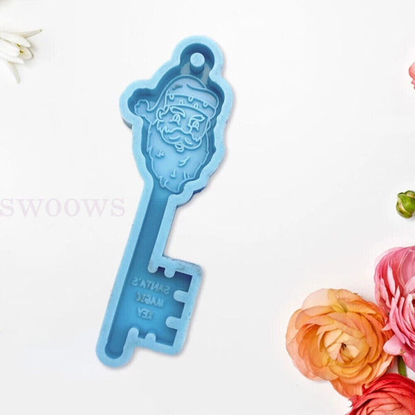 2PC Silicone Christmas Key Resin Epoxy Mold Pendant Keychain Casting Mould Craft