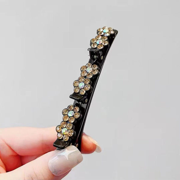 Sparkling Crystal Stone Braided Hair Clips Double Bang Hair Clip Accessories