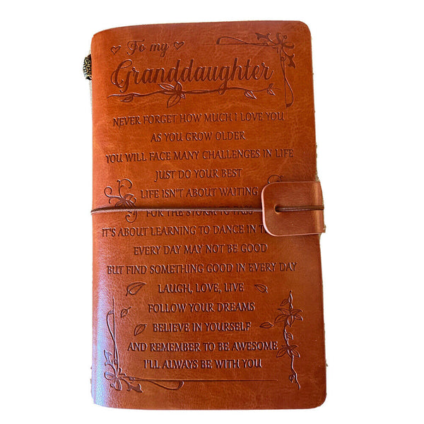 A6 To My Granddaughter Engraved Leather Journal Notebook Gift Travel Craft HG