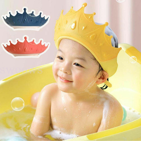 Adjustable Kids Baby Shower Cap Children Bath Wash Hair Eye Care Crown Shape Hat