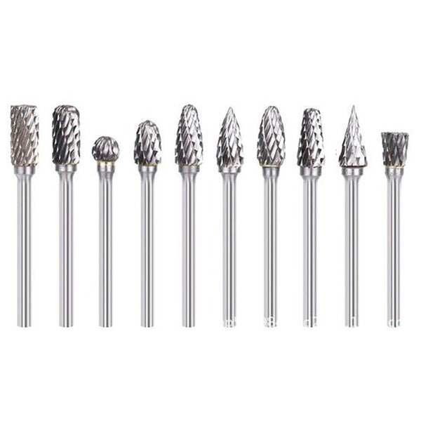 10pcs Tungsten Carbide Point Burr Die Grinder Shank Rotary Drill Bits Set New