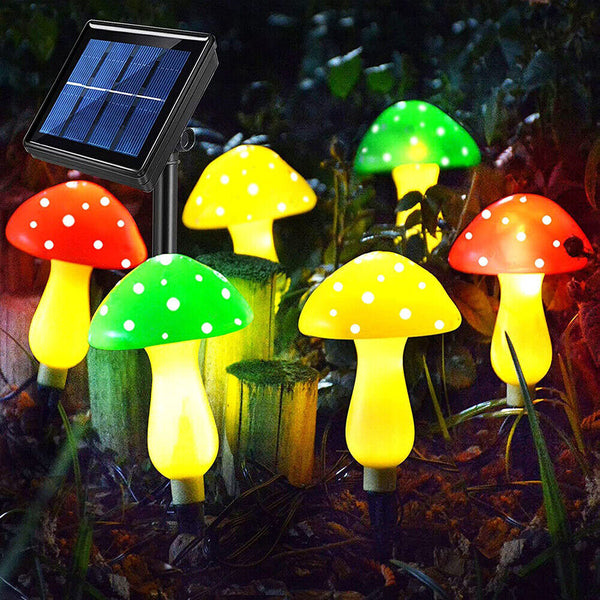 Solar Mushroom Fairy String Lights LED Outdoor Garden Ornament Statues Yard Deco