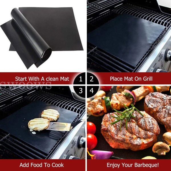 BBQ Grill Mat Reusable Bake Sheet Resistant Teflon Meat Barbecue Non-Stick Party