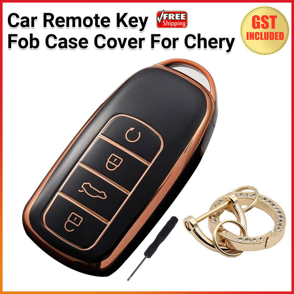 TPU Car Remote Key Fob Case Cover For Chery Omoda 5 Black Gold Keyring