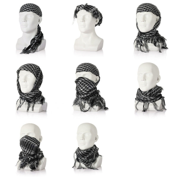 Neck Scarf Tactical Scarves Unisex Shawl Military Check Wrap Black White Grid