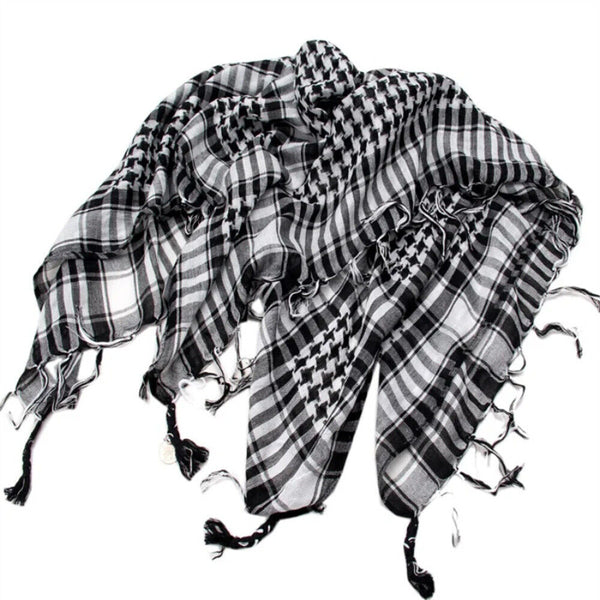 Neck Scarf Tactical Scarves Unisex Shawl Military Check Wrap Black White Grid