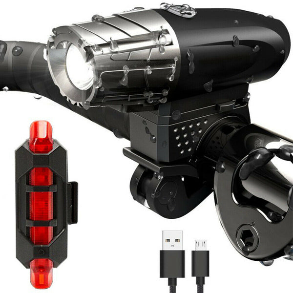 Waterproof Rechargeable LED Bike Bicycle Light USB Cycle Front Back Headlight AU