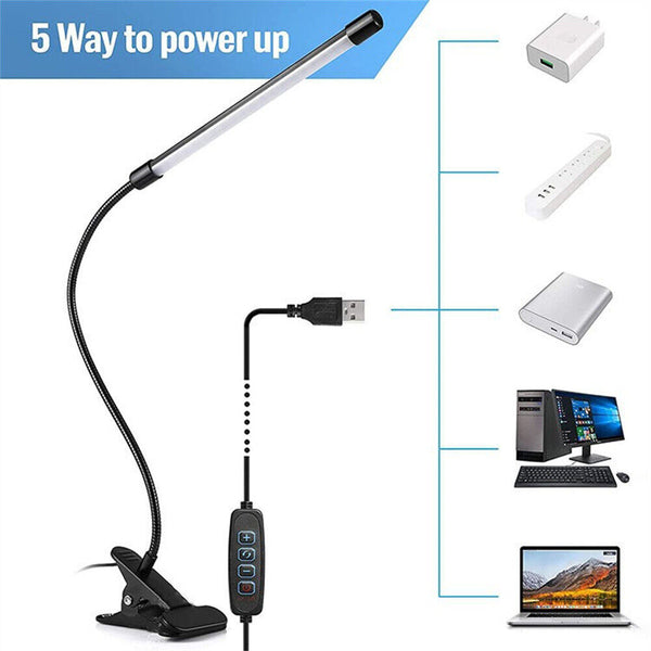 Clip On Desk Lamp Table Light Bedside Night Reading Led Eye Care USB Dimmable AU