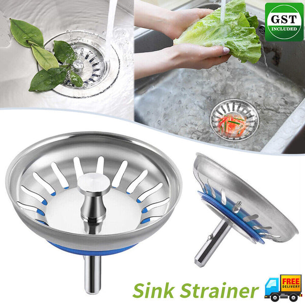 2PCS Stainless Steel Kitchen Sink Strainer Plug Waste Drain Stopper Filter