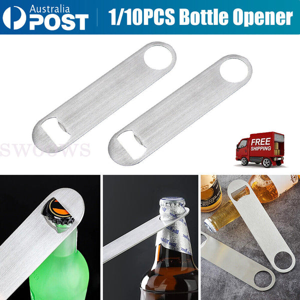 Stainless Steel Speed Bottle Opener Bartender Flat Bar Blade Cap Can Beer Drink